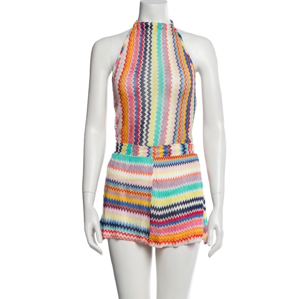 Missoni Mare Chevron Pattern Knit Halter Neck Low… - image 1